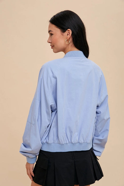 Garment Washed Bomber Jacket PERENNIAL BLUE-Jacket-In Loom-S-Urbanheer