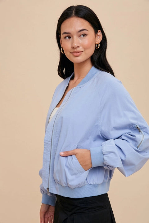 Garment Washed Bomber Jacket PERENNIAL BLUE-Jacket-In Loom-S-Urbanheer