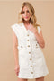 Garment Washed Collared Cargo Twill Dress WHITE-Dress-Blue B-S-WHITE-Urbanheer