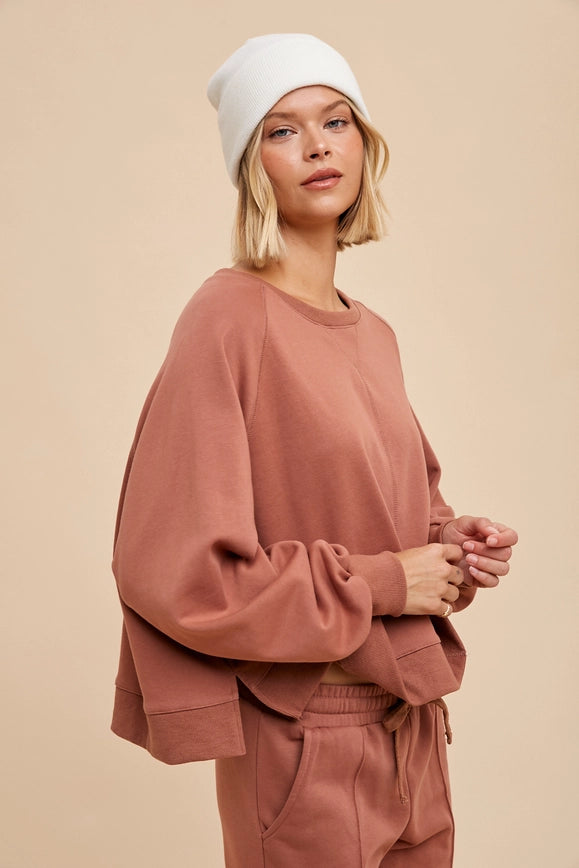 Garment Washed Raglan Pullover Sweatshirt Clay-Sweatshirt-In Loom-S-Urbanheer