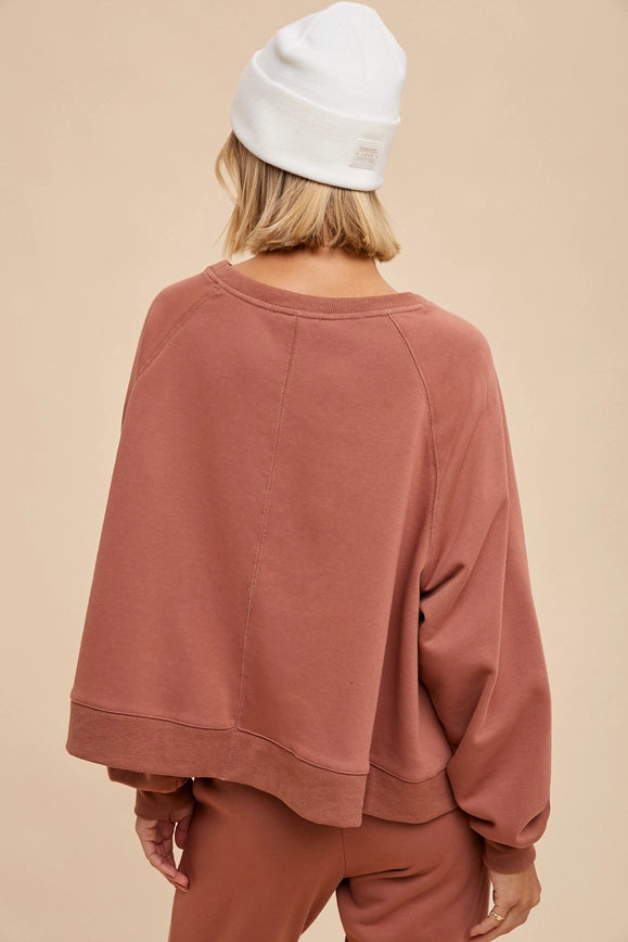 Garment Washed Raglan Pullover Sweatshirt Clay-Sweatshirt-In Loom-S-Urbanheer