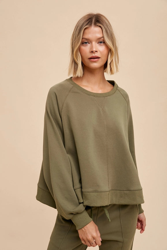 Garment Washed Raglan Pullover Sweatshirt Sage-Sweatshirt-In Loom-S-Urbanheer