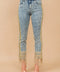 Garment Washed Side Sequin Tape Fringe Denim Jeans Med Wash-Jeans-Blue B-S-MED WASH-Urbanheer
