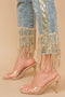 Garment Washed Side Sequin Tape Fringe Denim Jeans Med Wash-Jeans-Blue B-S-MED WASH-Urbanheer