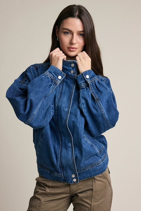 Gathered Back Denim Jacket