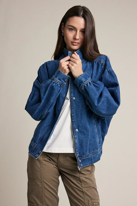 Gathered Back Denim Jacket