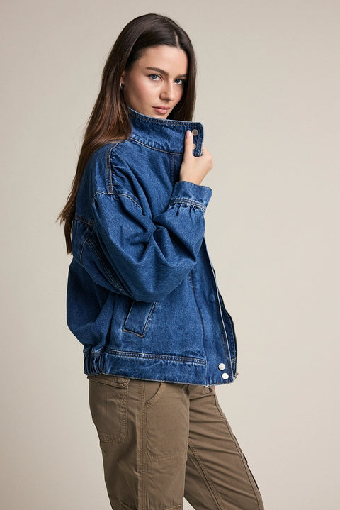 Gathered Back Denim Jacket