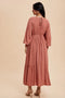 Gathered Long Sleeve Maxi Dress-Dress-In Loom-S-DESERT ROSE-Urbanheer