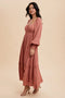 Gathered Long Sleeve Maxi Dress-Dress-In Loom-S-DESERT ROSE-Urbanheer