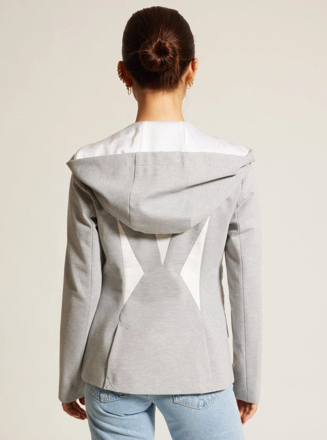 Gayatri Hooded Blazer-Blazer-Blanc Noir-XS-Wht/Lt Gry Htr-Urbanheer