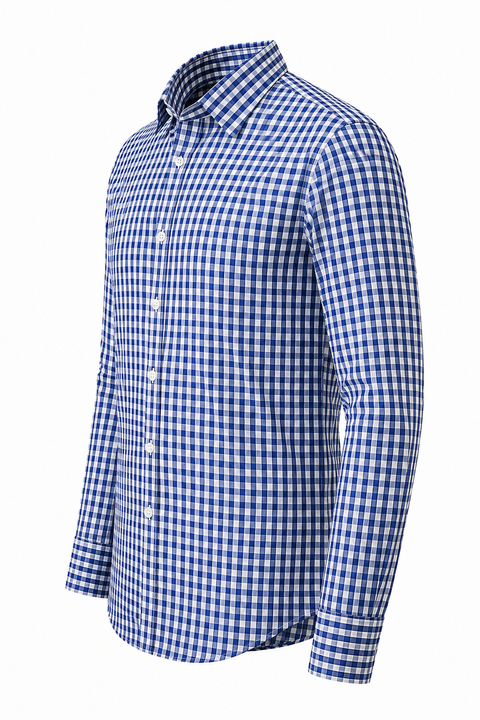 Premium Blue & White Gingham Cotton Shirt