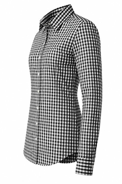 Women's Classic Black & White Gingham Cotton Shirt