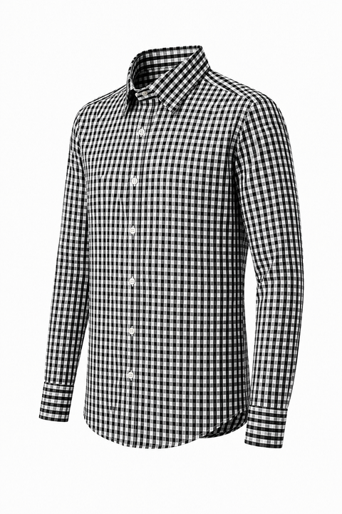 Classic Black & White Gingham Cotton Shirt