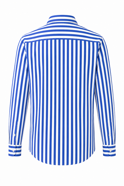Premium Blue & White Vertical Stripe Cotton Shirt