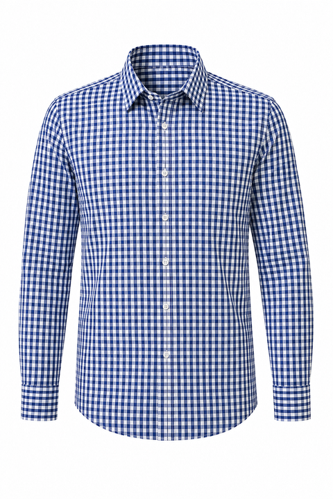 Premium Blue & White Gingham Cotton Shirt