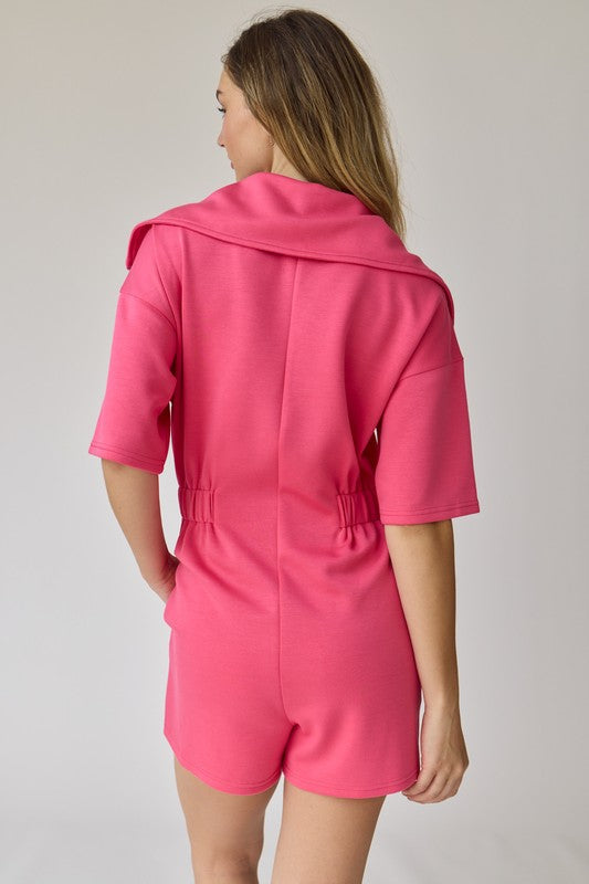 Genesis Front Zip-Up Romper Hot Pink-Romper-Papermoon-S-Urbanheer