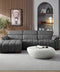Genuine Leather Reclining Sectional Sofa - Dark Grey