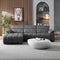 Genuine Leather Reclining Sectional Sofa - Dark Grey
