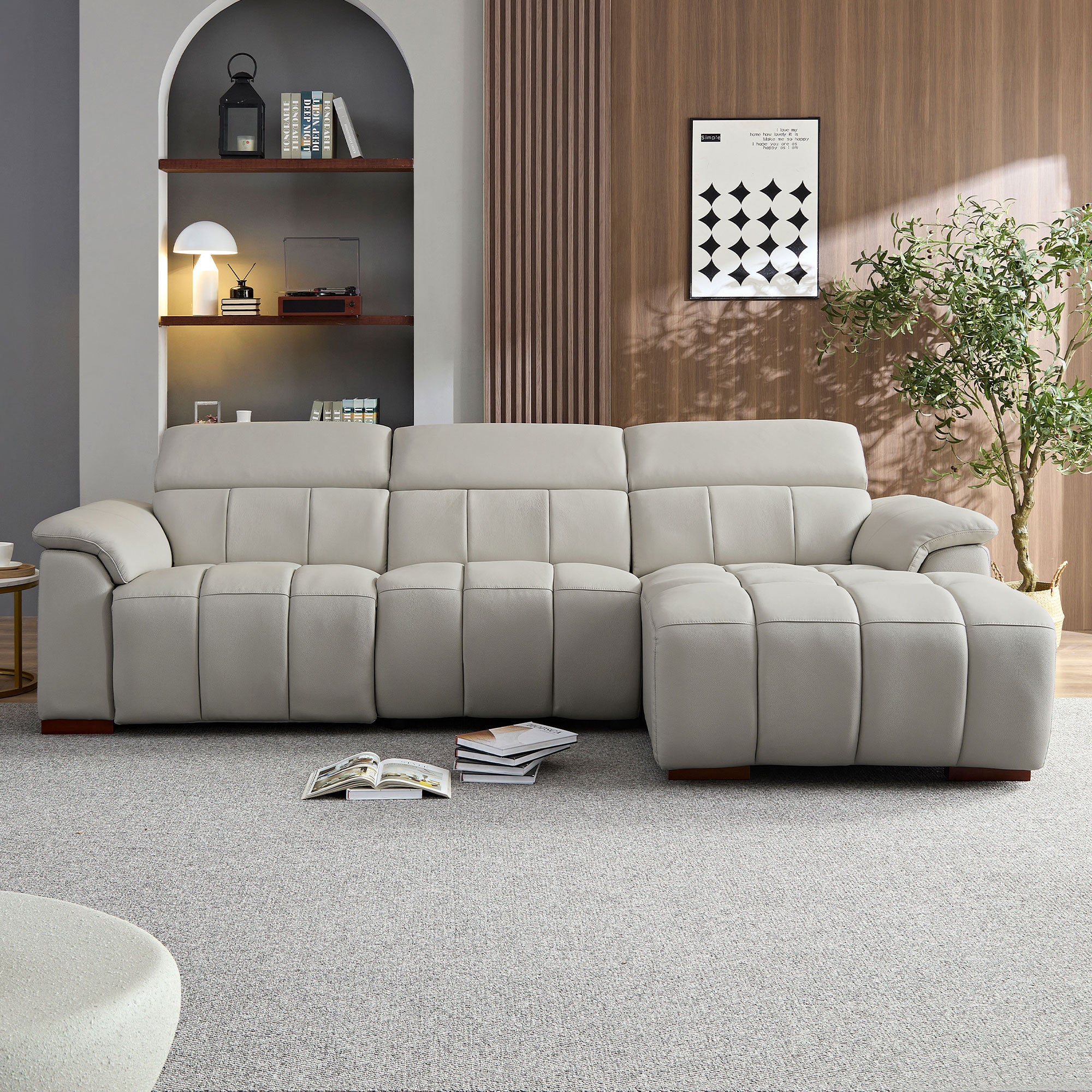 Genuine Leather Reclining Sectional Sofa