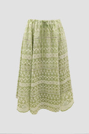 Geo Eyelet Waist Tie Midi Skirt-Skirts-Moon River-XS-SAGE-Urbanheer
