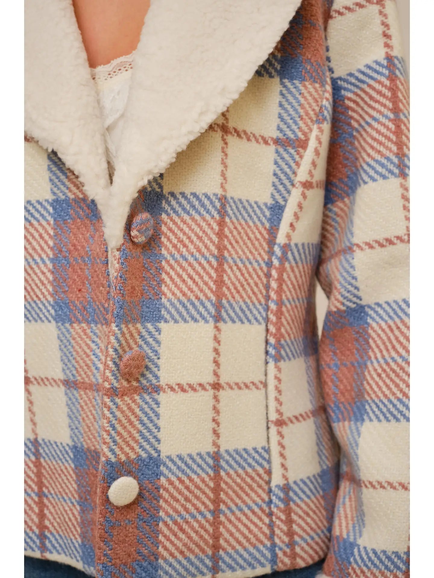 Geometric Print Fur Collar Jacket