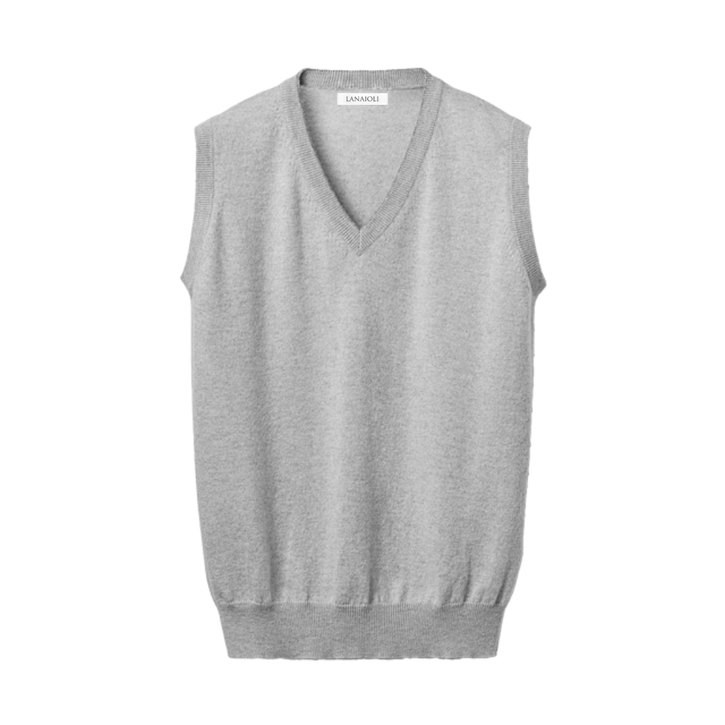 Gilet Uomo Puro Cashmere scollo a V-Gilet Puro Cashmere-Lanaioli Cashmere-IT48-Grigio chiaro-Urbanheer