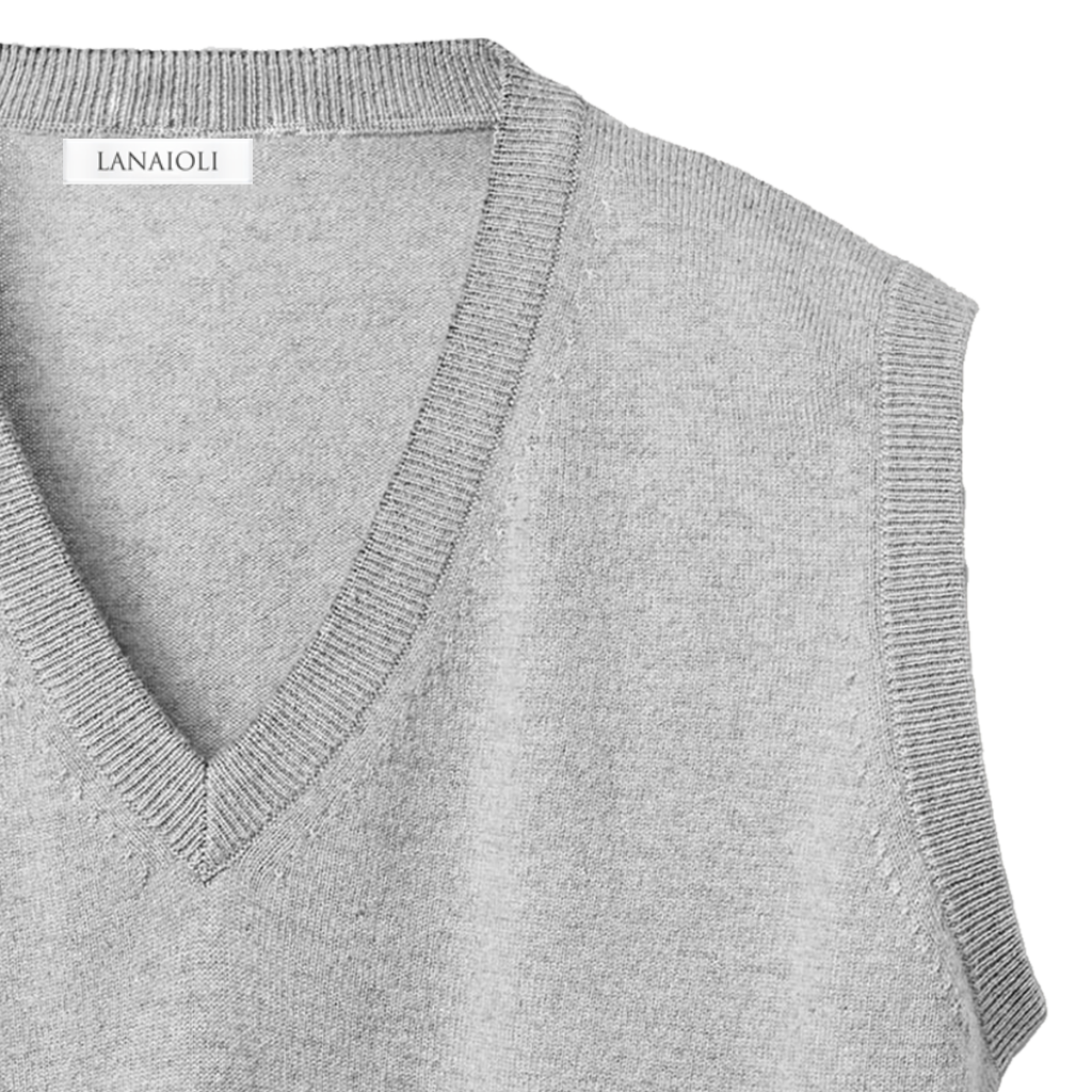 Gilet Uomo Puro Cashmere scollo a V-Gilet Puro Cashmere-Lanaioli Cashmere-IT48-Grigio chiaro-Urbanheer