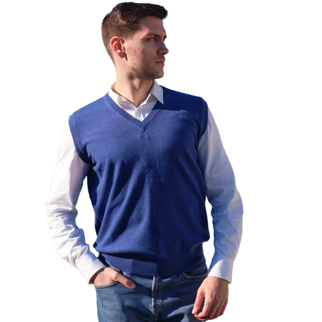 Gilet Uomo Puro Cashmere scollo a V-Gilet Puro Cashmere-Lanaioli Cashmere-IT48-Grigio chiaro-Urbanheer