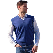 Gilet Uomo Puro Cashmere scollo a V-Gilet Puro Cashmere-Lanaioli Cashmere-IT48-Grigio chiaro-Urbanheer