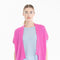Gilet à manches courtes en cachemire rose barbie femme - RIA 4-kimono femme-Studio Cashmere8-S-M-SC8-01086-rose barbie-Urbanheer