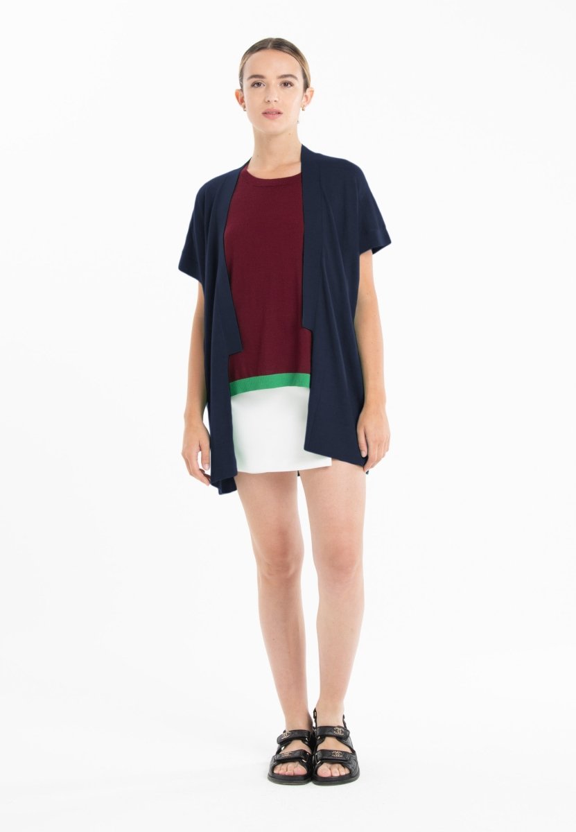 Gilet à manches courtes ultrafin cachemire et laine noir femme - KELLY 5-kimono femme-Studio Cashmere8-S-M-SC8-01132-noir-Urbanheer