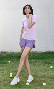 Gillian Open Back Cover Up Active T-Shirt Pale Rose-T-Shirt-91thelabel-S-Urbanheer