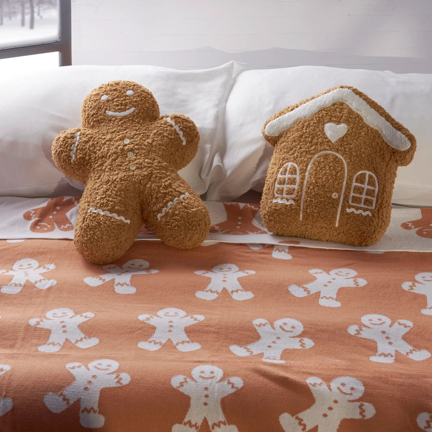 Gingerbread House Shaped Pillow-Pillow-Primitives by Kathy-3 x 12 x 13 in (7.6 x 30.5 x 33 cm)-Urbanheer