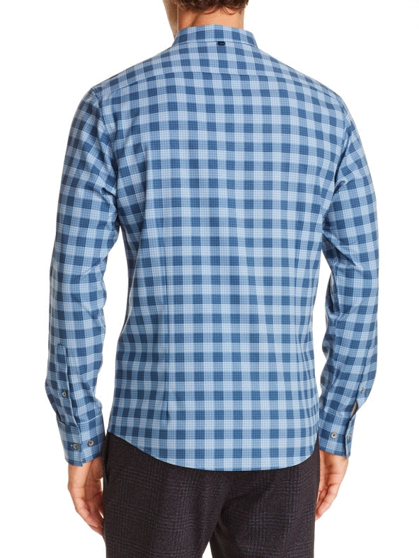Gingham Check 4-Way Stretch Long Sleeve Shirt-Shirt-W.R.K-S-Blue-Urbanheer