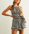 Gingham Fabric Shorts - Black