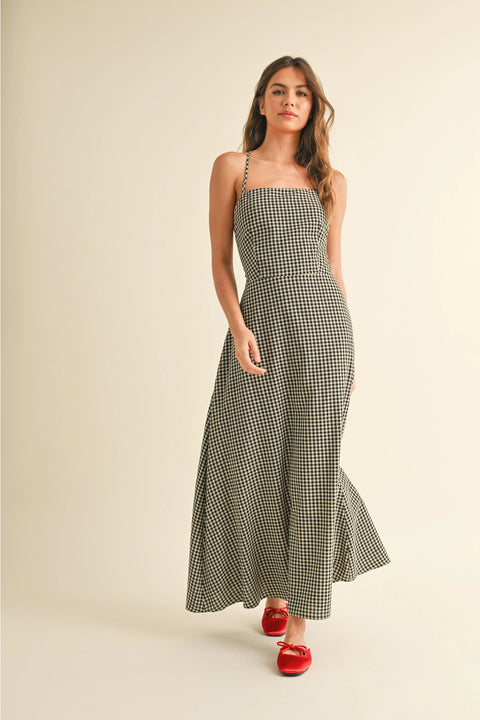 Gingham Pattern Maxi Dress
