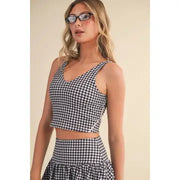 Gingham Print Aligned Performance Cropped Tank Top