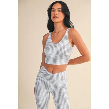 Gingham Print Aligned Performance Cropped Tank Top