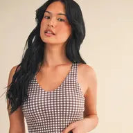 Gingham Print Aligned Performance Cropped Tank Top