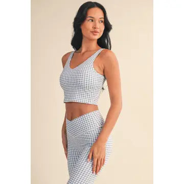 Gingham Print Aligned Performance Cropped Tank Top