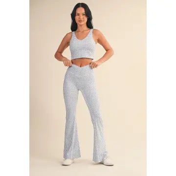 Gingham Print Aligned Performance Cropped Tank Top