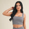 Gingham Print Crop Tank with Lace Trim
