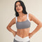 Gingham Print Scrunched Strap Sports Bra