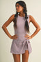 Gingham Print Sleeveless Wrap Tie Front Dress