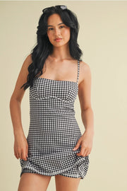 Gingham Print Sweetheart Dress Black Gingham-Dress-KIMBERLY C-S-Black Gingham-Urbanheer