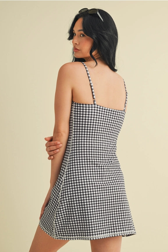 Gingham Print Sweetheart Dress Black Gingham-Dress-KIMBERLY C-S-Black Gingham-Urbanheer