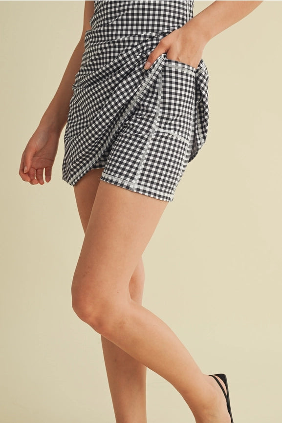Gingham Print Sweetheart Dress Black Gingham-Dress-KIMBERLY C-S-Black Gingham-Urbanheer