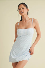 Gingham Print Sweetheart Dress Blue Gingham-Dress-KIMBERLY C-S-Blue Gingham-Urbanheer