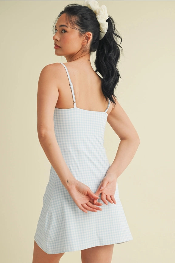 Gingham Print Sweetheart Dress Blue Gingham-Dress-KIMBERLY C-S-Blue Gingham-Urbanheer