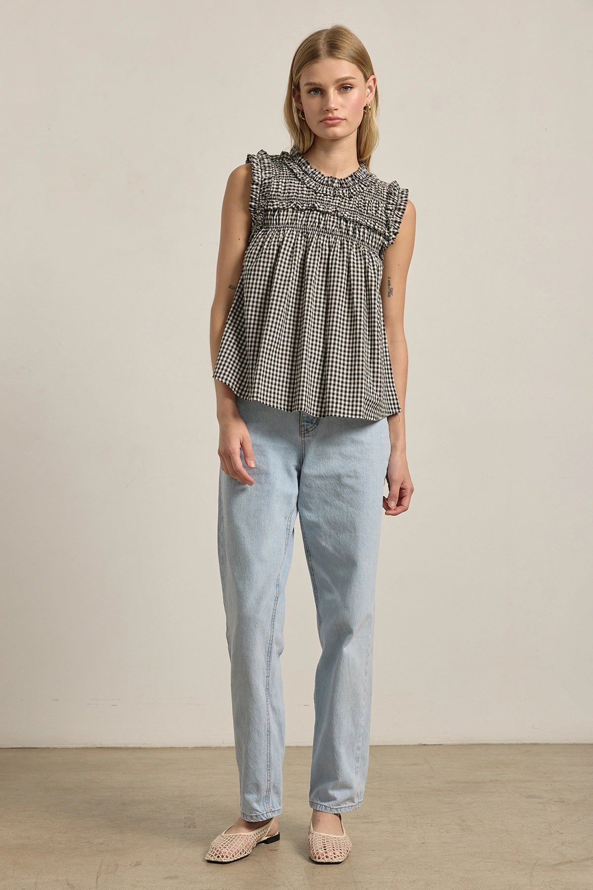 Gingham Ruffle Blouse